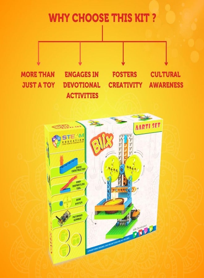 Blix Aarti Construction Set: Motorized STEM Toy with 75+ Pieces - Build 5 Devotional Models for Kids 8+ - Image 4